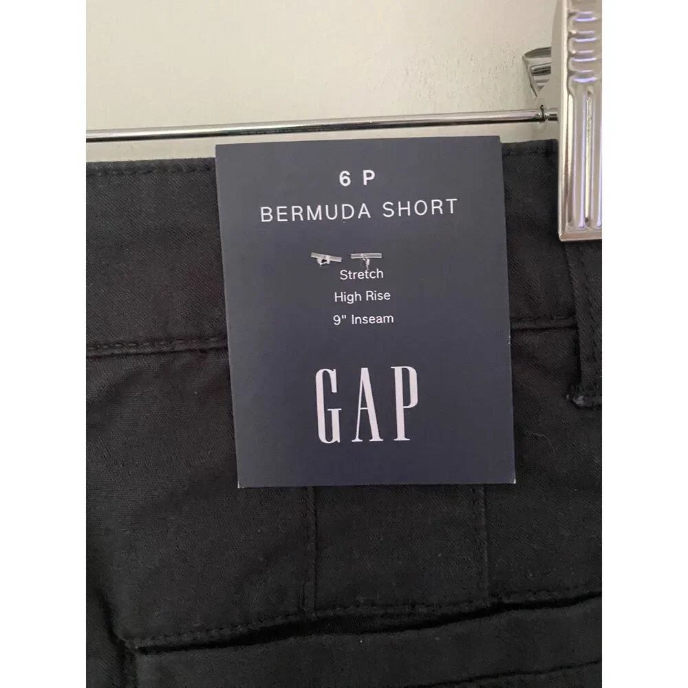NWT Gap Womens Black  High Rise Casual Bermuda Shorts Sz 6P
